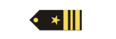A black epaulette with one gold star and three gold stripes.